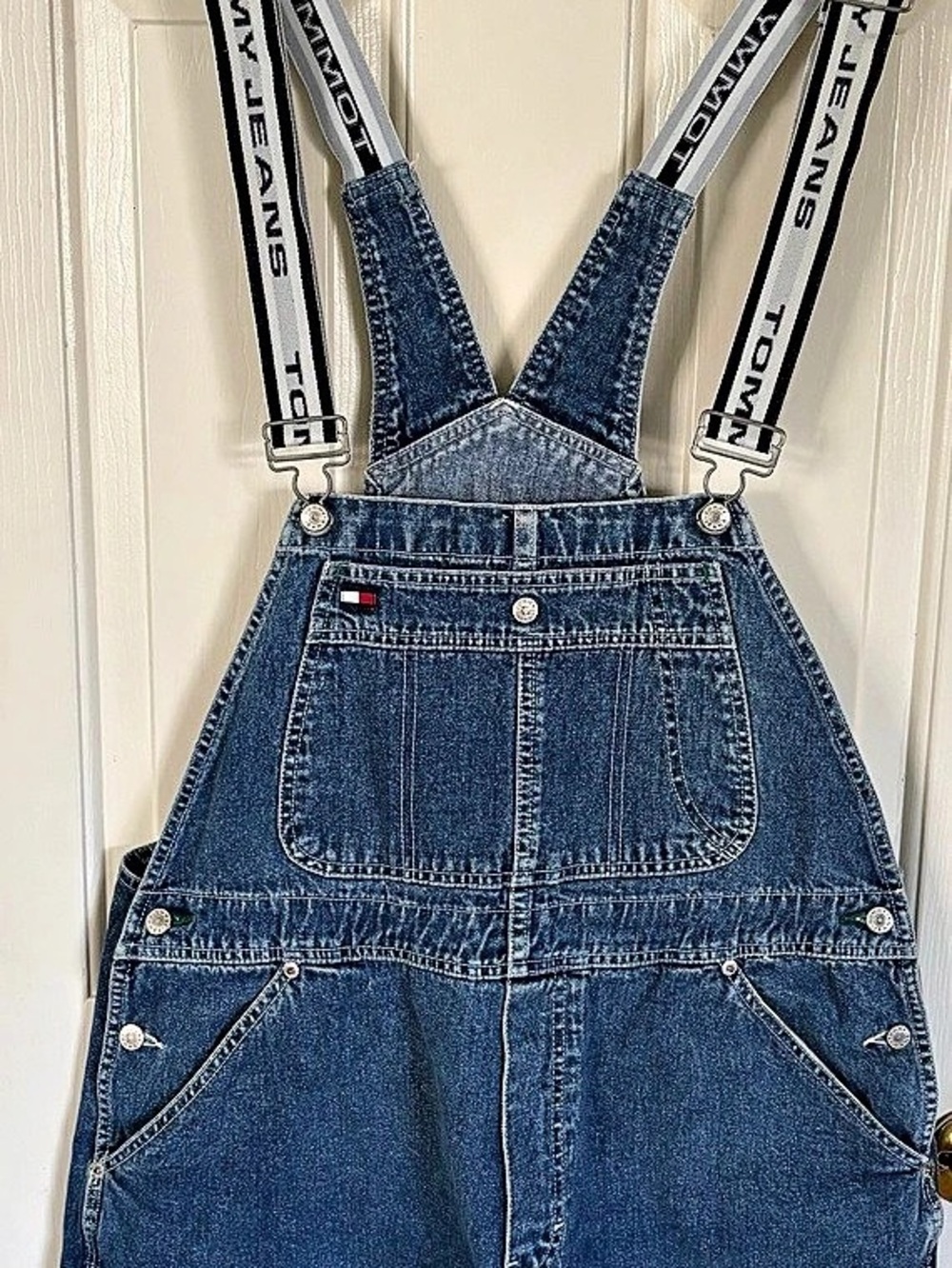 Vintage 1990s Tommy Jeans denim short overalls Blue Size XL